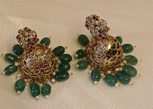PeacockGreen Beads earrings