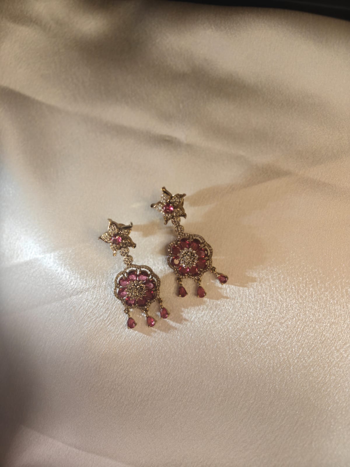 American Diamond Pink Stone Necklace Set