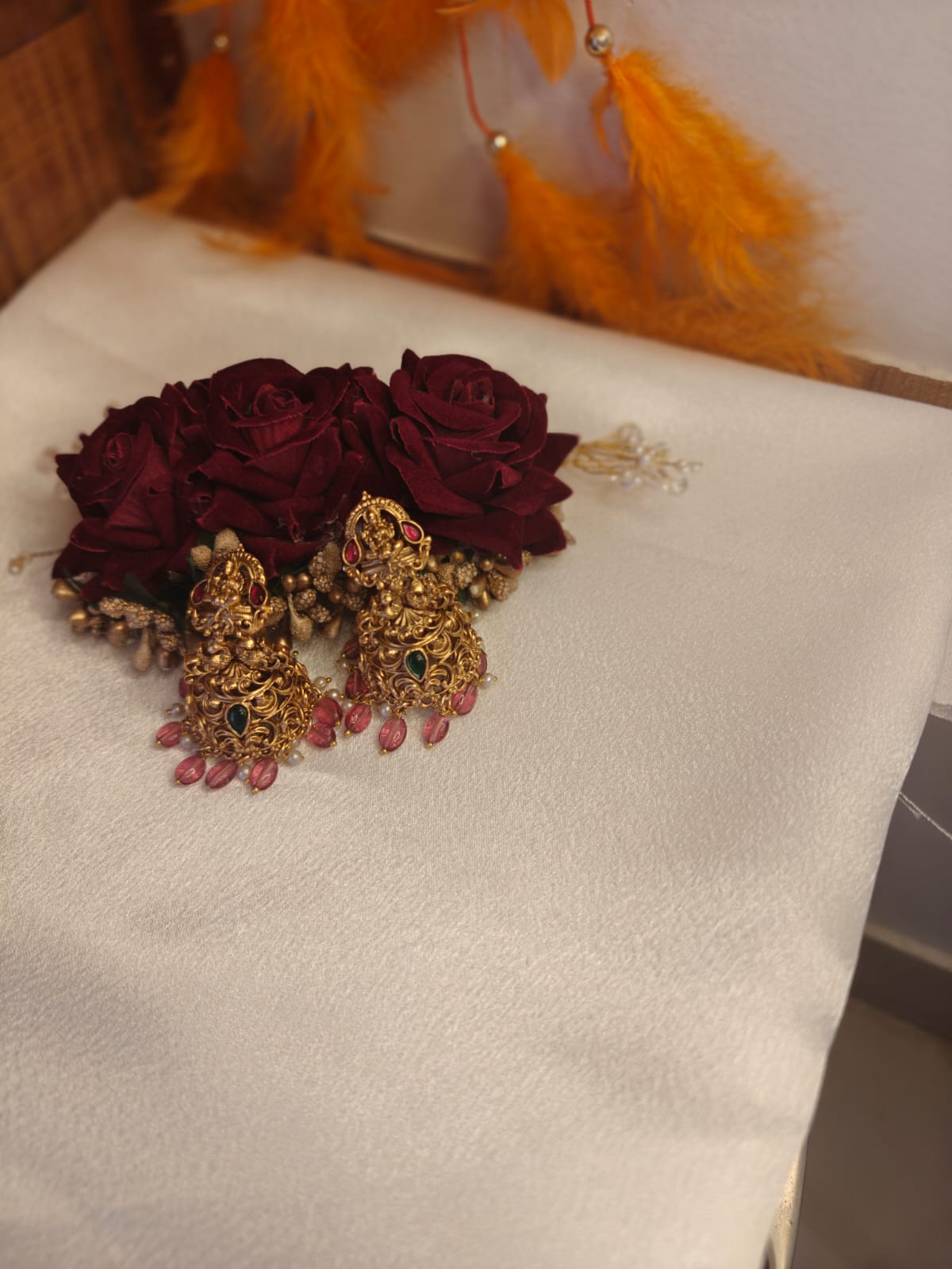 Bridal Pink & Pearl beads Necklace Haram Set