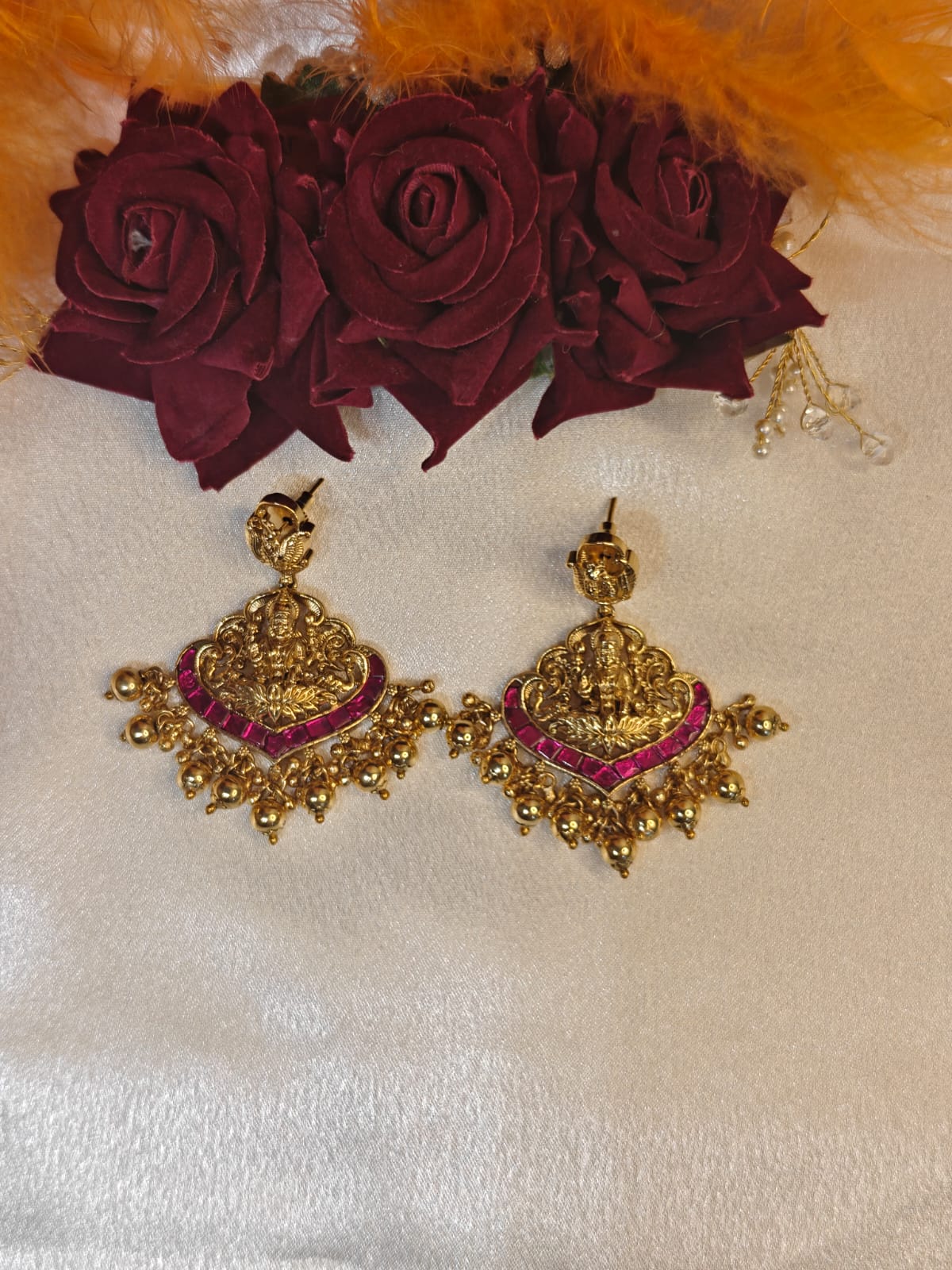Emerald Golden Lakshmi Earrings