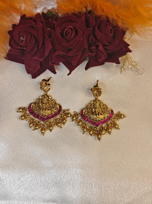Emerald Golden Lakshmi Earrings