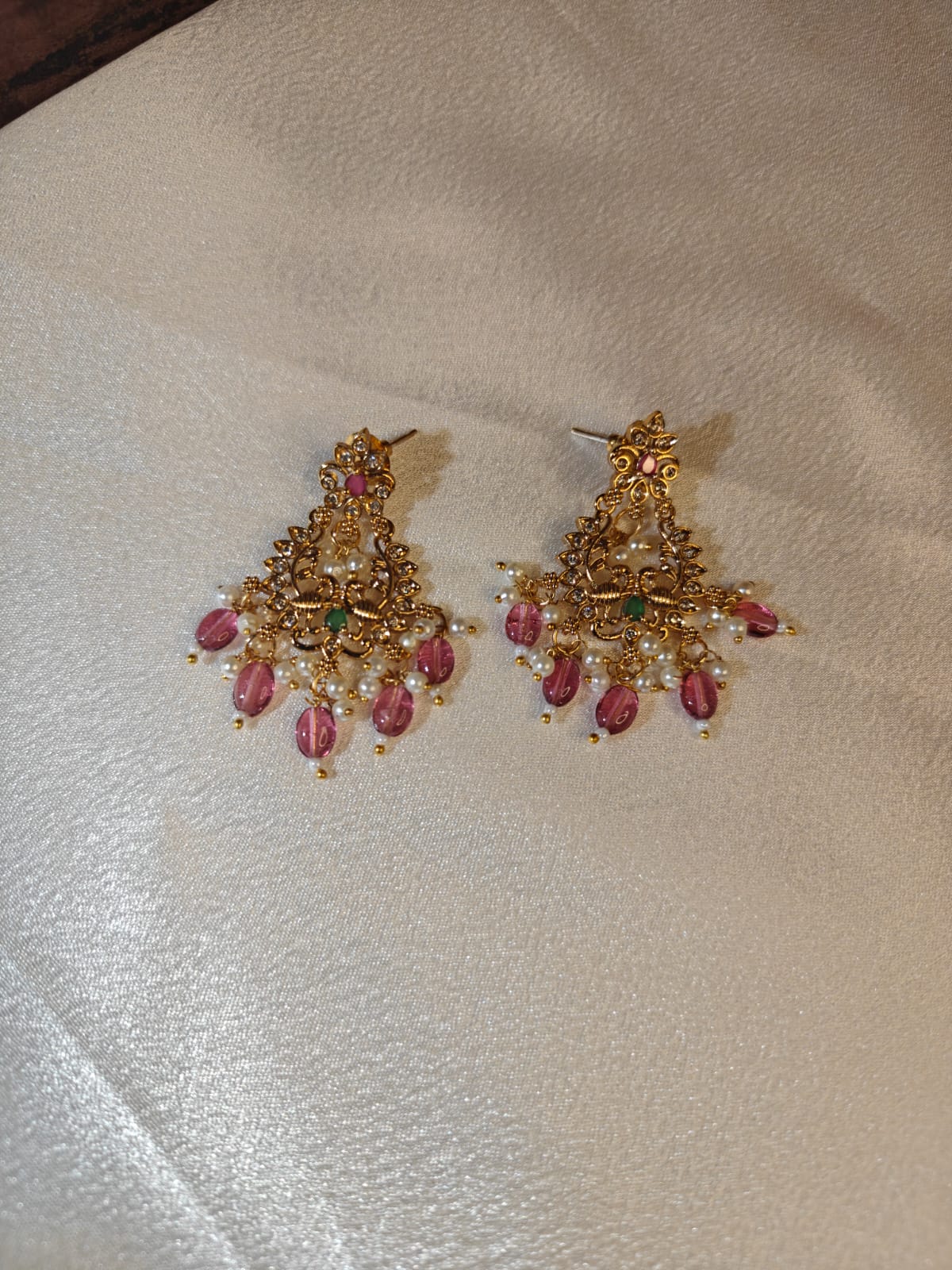 Beaded Ruby Necklace  with Earrings