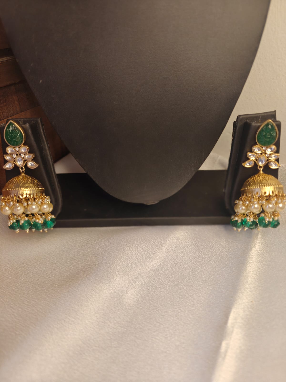 Earrings Green Beads