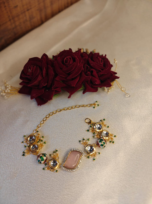 Pink Stone Kundan Bracelet