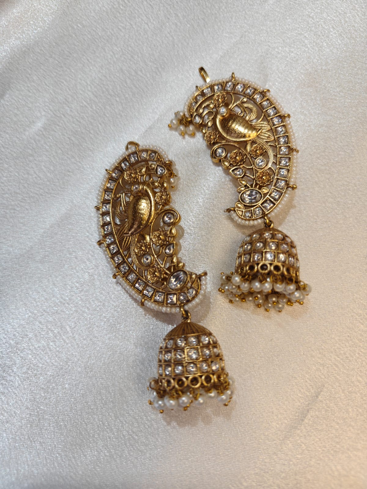 Kundan Ear Cuff Ruby Jhumka Earrings