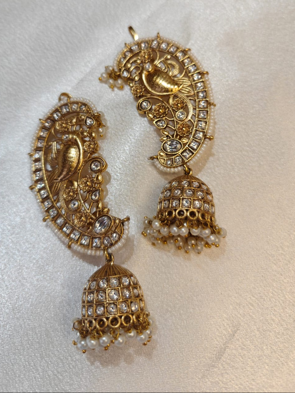 Kundan Ear Cuff Ruby Jhumka Earrings