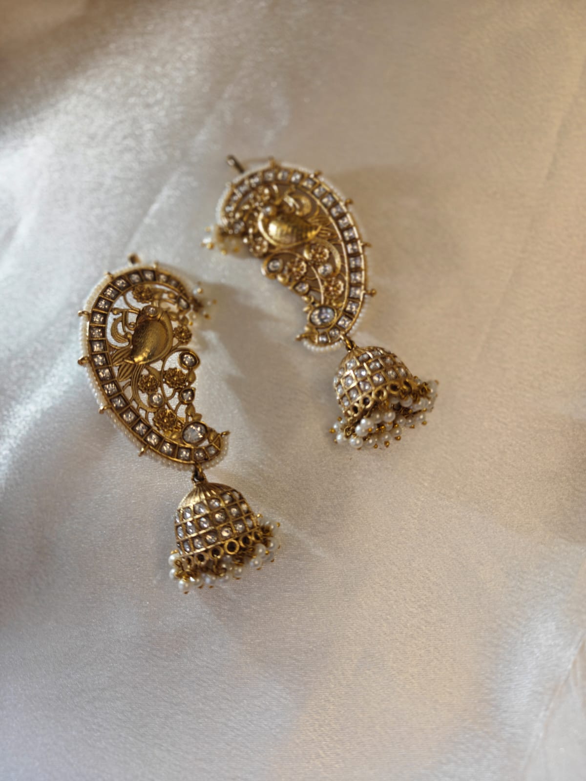 Kundan Ear Cuff Ruby Jhumka Earrings