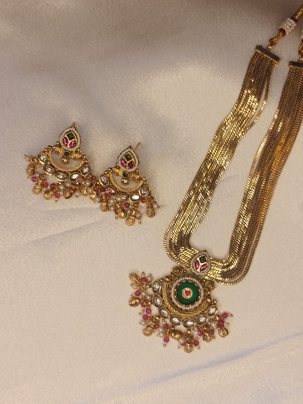 Pachi Kundan Chain Necklace Set