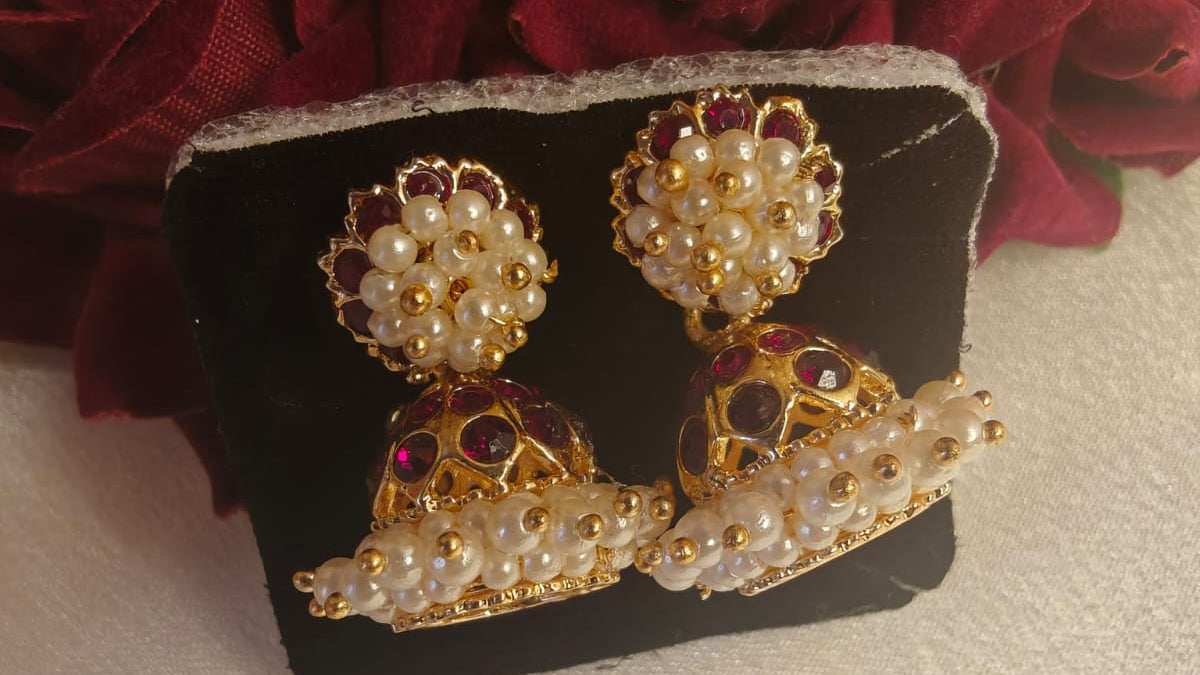 Traditional Ruby  Bharatnatyam Jhumka