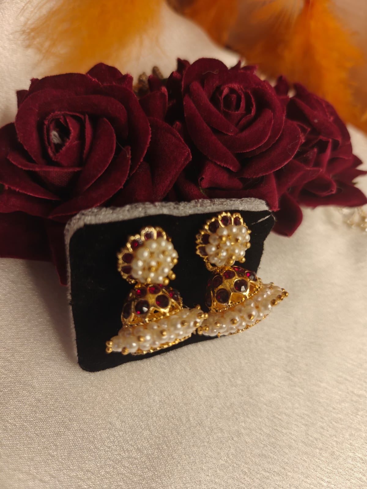 Traditional Ruby  Bharatnatyam Jhumka